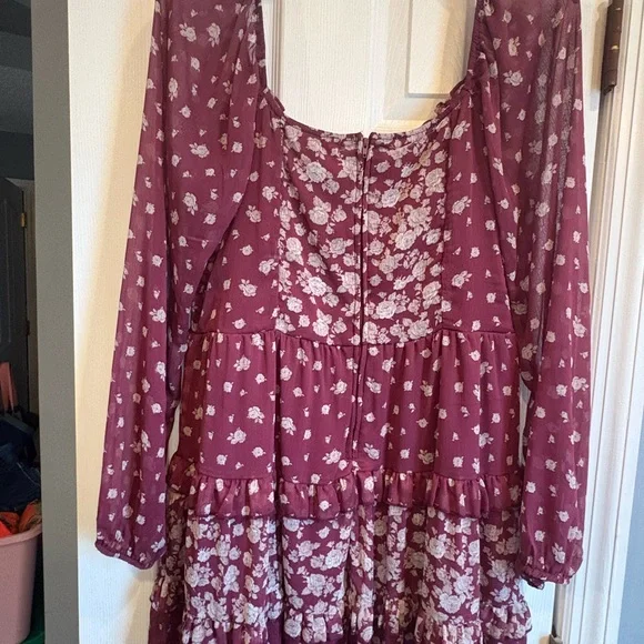 Altar'd State Burgundy Floral Mini Dress - Picture 8 of 9